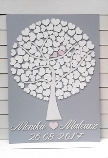 Drzewko księga gości weselnych - drzewko szczęścia, drzewko wykonane ze sklejki. Oryginalna księga gości weselnych. Super pamiątka. Szara księga gości weselnych .