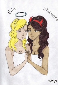 Inspirowane "Domem Nocy" i takim jeszcze rysunkiem ze zszywki.
Naprawdę nie mam talentu do kolorowania i nie można mnie za to winić.