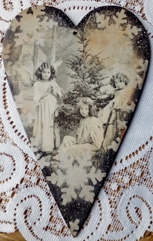 Serce z aniołkami vintage