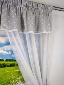 Komplet do Kuchni SZARE GROSZKI
Wymiary dekoracji
– przed zmarszczeniem szerokość to lambrekinu 3m
– po zmarszczeniu lambrekin możemy zawiesić na karnisz o długości od 150 cm do...