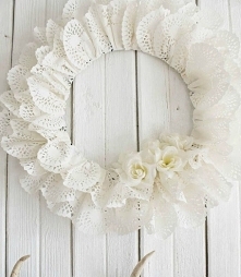 Valentine Heart Doily Wreath