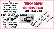 Magnesy na lodówkę w trzech rozmiarach. Twój napis w formacie A6, A5 i A4 może znaleźć się na magnesie.