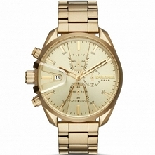 Diesel DZ4475 duży zegarek męski zasilany baterią z kolekcji MS9 Chrono. Okrągła koperta oraz bransoleta wykonane zostały z wysokiej jakości stali szlachetnej złoconej technolog...