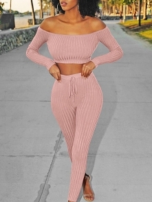 Off Shoulder Long Sleeve Rib Cropped Pantsuit
Rozmiar: S, M, L, XL
Kolor: gray, pink