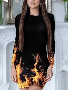 Flame Print Slinky Bodycon Dress 
Rozmiar: S, M, L, XL
Kolor: black