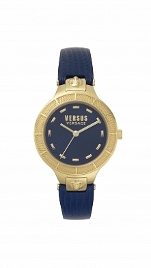Versus Versace VSP480218  kobiecy zegarek zasilany baterią. Stalowa koperta w kolorze złotym idealnie pasuje do niebieskiego paska. Aby przenieść się do sklepu kliknij w zdjęcie :)