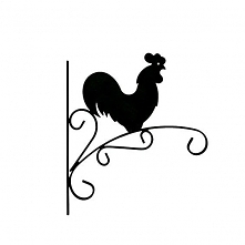 Uchwyt metalowy na doniczkę wiszącą czarny z kogutem