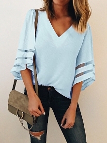 Solid Mesh Splicing Flared Half Sleeve Blouse
Rozmiar: S, M, L, XL
Kolor: blue
