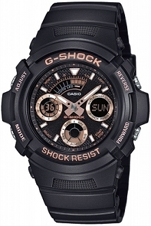 Casio AW-591GBX-1A4ER stylowy zegarek sportowy dla mężczyzn z wytrzymałego tworzywa w kolorze czarnym ze złoconymi PVD detalami  w odcieniu różowego złota. Aby przenieść się do ...
