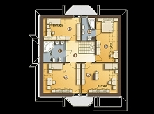 Projekt domu Dzierlatka II - klasyczny, rodzinny dom odpowiedni dla 5-6 osobowej rodziny. Dzierlatka II to blisko 180 metrów wygody. Rzut poddasza.