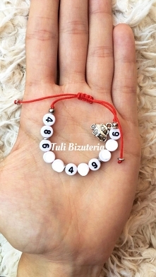Bransoletka z napisem, inicjałami lub dowolnym napisem, numerem telefonu by Tuli Biżuteria ❤️