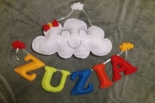 Chmurka z imieniem, wykonana z filcu.Zainteresowanych zapraszam do kontaktu:)