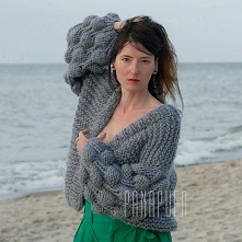 cardigan damski, sweter wełniany  na drutach