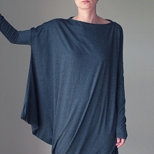 Sukienka długi rękaw asymetria Grafit melanż