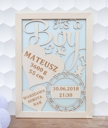 Photo frame. Birth certificate