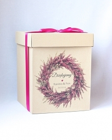 jesienne pudełko eko z wrzosem pudełko na koperty zaproszenia NAVI