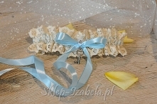 Podwiązka ślubna ecru z koronki