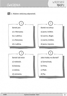 Przykładowe ćwiczenia z zeszytu ćwiczeń "Czytanie ze zrozumieniem kl. 2 szkoły podstawowej"