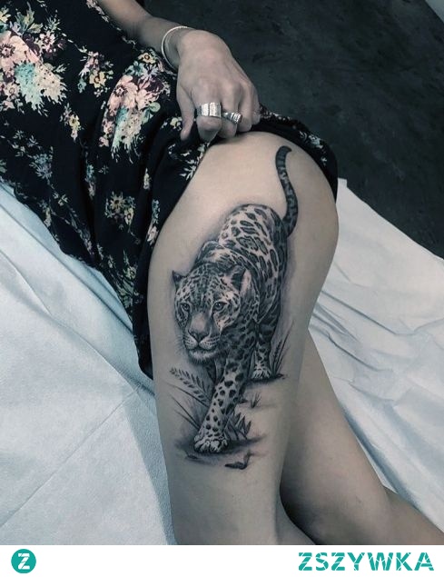 amazing gepard thigh tattoo