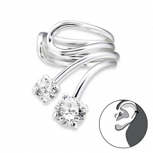 SREBRNY ZACISK Z CYRKONIAMI DO JEDNEGO UCHA