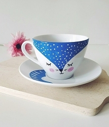 Filiżanka niebieski kot / z kotem