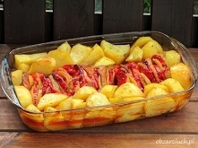 Schab pieczony z papryką i ziemniakami