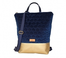 Plecak torba z pikowanego Weluru GRANATOWA