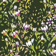 Materiał z nadrukiem: Pnące kwiaty wśród liści - seria 1 - cottonbee.pl