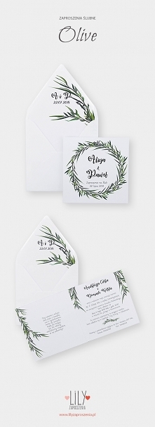 Botaniczne zaproszenia ślubne z kolekcji Olive.