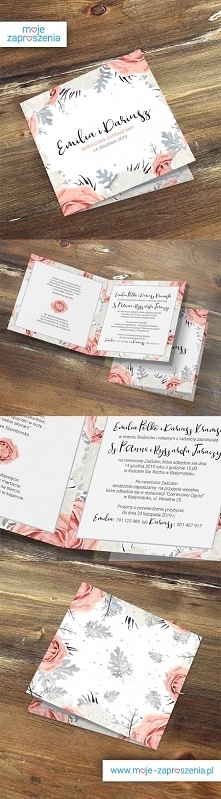 Zaproszenia ślubne z kolekcji "Zimowe róże i piwonie" - 2,59 zł/szt. Personalizacja i koperta do zaproszeń gratis. Zapraszamy :)