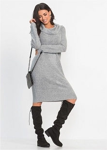 Sukienka dzianinowa jasnoszara