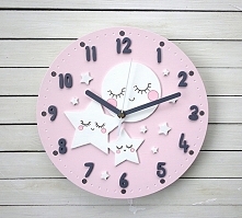 Zegar dla dziewczynki z księżycem i gwiazdami