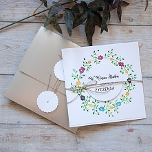 Kartka ślubna ze srebrną kopertą