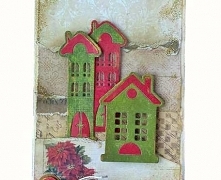 Wykonana z papierów i dodatków do scrapbookingu. W środku miejsce na wypisanie życzeń. Pakowana w komplecie z kopertą i w ochronną folią,