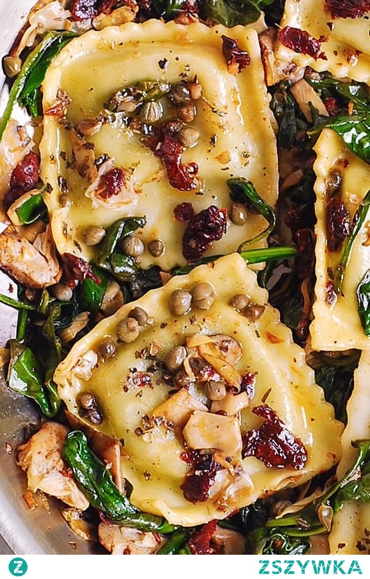 RAVIOLI WITH SPINACH, ARTICHOKES, CAPERS, SUN-DRIED TOMATOES