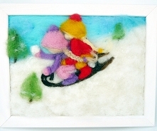 Na saneczkach. Obraz z kolekcji Winter.
 magisches-atelier.art-madam.pl