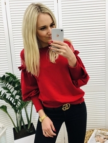 Czerwona Bluza Bufiaste Rękawy 89zł