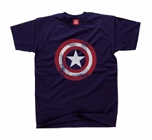 koszulka KAPITAN AMERYKA - capitan ameryka logo z nadrukiem - modna damska i męska koszulka marvel z logo superbohatera kapitana ameryki - granatowa bluzka komiksowa - świetny p...