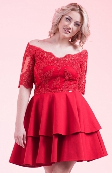 Antall Lari sukienka rozkloszowana czerwona Wieczorowa sukienka będzie doskonała na wyjątkowe okazje, takie jak bale czy wystawne przyjęcia, góra dopasowana pokryta kwiatową kor...