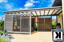 Nowoczesne zadaszenie tarasu wyposażone w żaluzje – możliwość ustawienia żaluzji pod dowolnym kątem. Świetne miejsce na wypoczynek  z rodziną na świeżym powietrzu. Możliwość wyk...