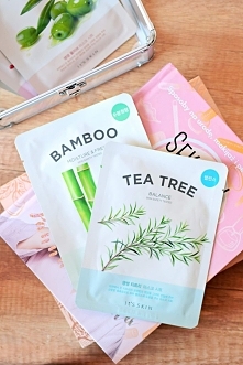 Test masek w płacie It's Skin: Bamboo, Tea Tree, Olive, Pomegranate, Avocado. Efekty po kliknięciu w zdjęcie :)