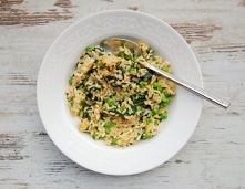 Risotto ze szpinakiem i groszkiem