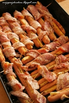 Parówki zapiekane z serem i z boczkiem