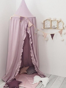 Baldachim z falbanką brudny wrzos