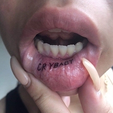 big, lips, pink, tatto, crybaby, white, teeth