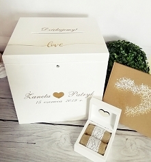 Pudełko na koperty, pudełko na obrączki i księga gości. Zapraszam.