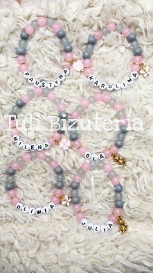 Bransoletka z imieniem dziecka, z inicjałami, dowolnym napisem, więcej wzorów na fanpage Tuli Biżuteria 