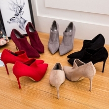 Proste / Simple Czarne Przypadkowy Czółenka 2019 Zamszowe 10 cm Szpilki Szpiczaste Czółenka