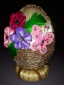 koszyczek z kwiatami kanzashi