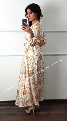 Kliknij w zdjęcie by przejść do produktu sukienkowo.com  GIANNA - Luksusowa długa sukienka z ekskluzywnym printem